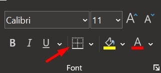 Border Icon in Excel