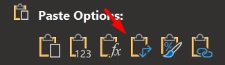 Paste and Transpose Icon in Excel