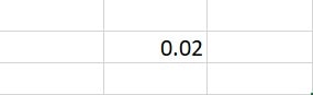 0.02 as the Value of an Excel Cell