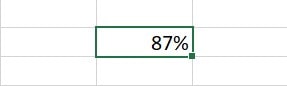 87 Percentage in Excel Cell