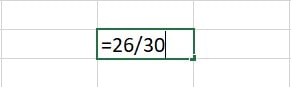 Function 26 by 30 in Excel Cell