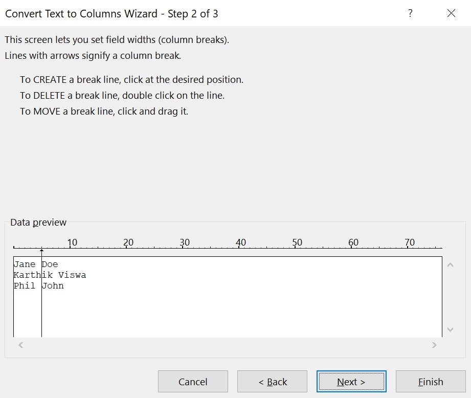 Convert Text to Columns Fixed Width in Excel